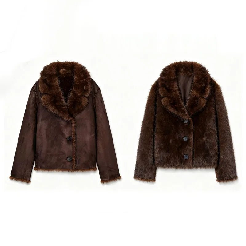 Jenny Reversible Faux Fur Leather Jacket for Women - Warm Women's Jacket and Stylish Women's Coats 8