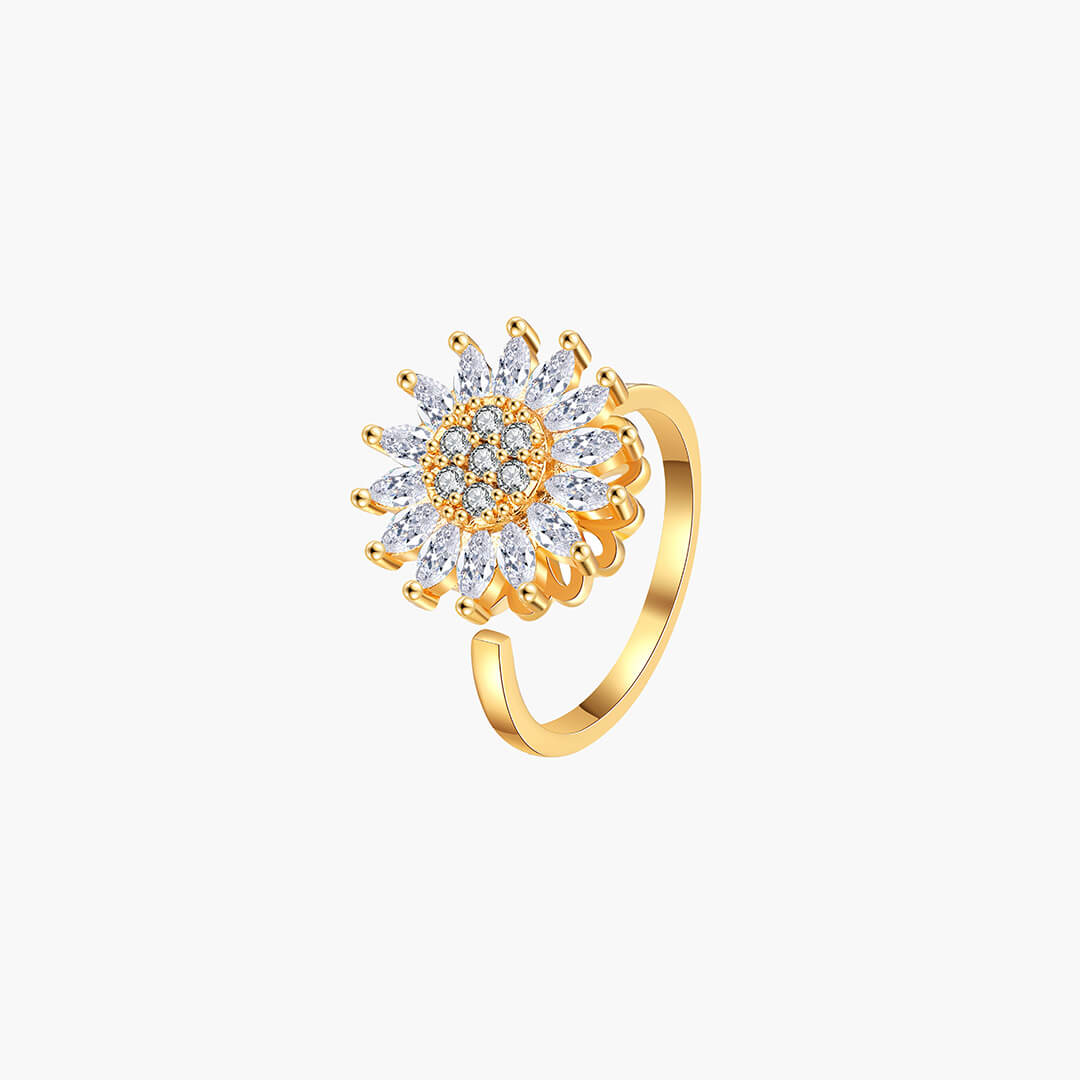 ZEYA Flower Anxiety Spinner Ring in Gold