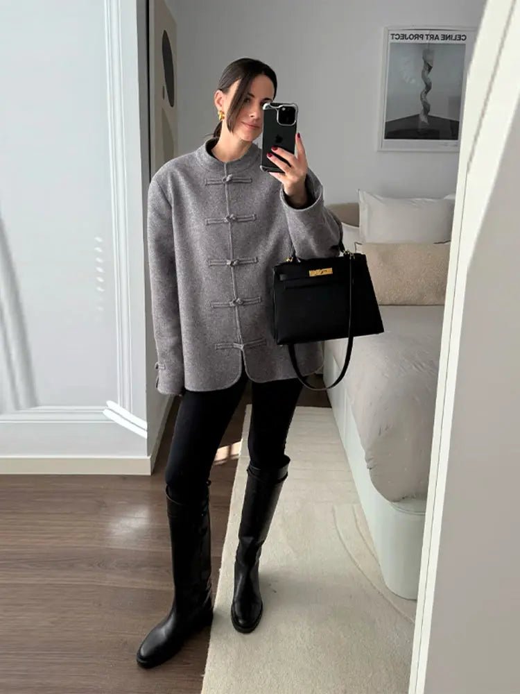 Mary Double-Faced Knot Mandarin Jacket