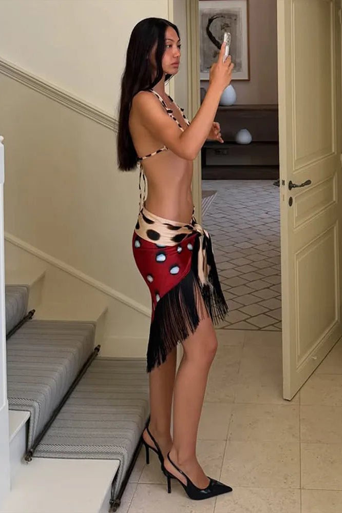 ZEYA - Alicia Tasseled Wrap Mini Skirt