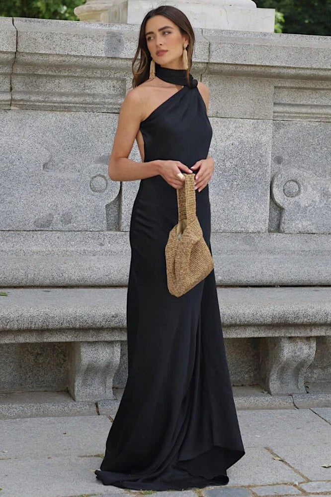 ZEYA - Aneta Satin Halter Cape Dress