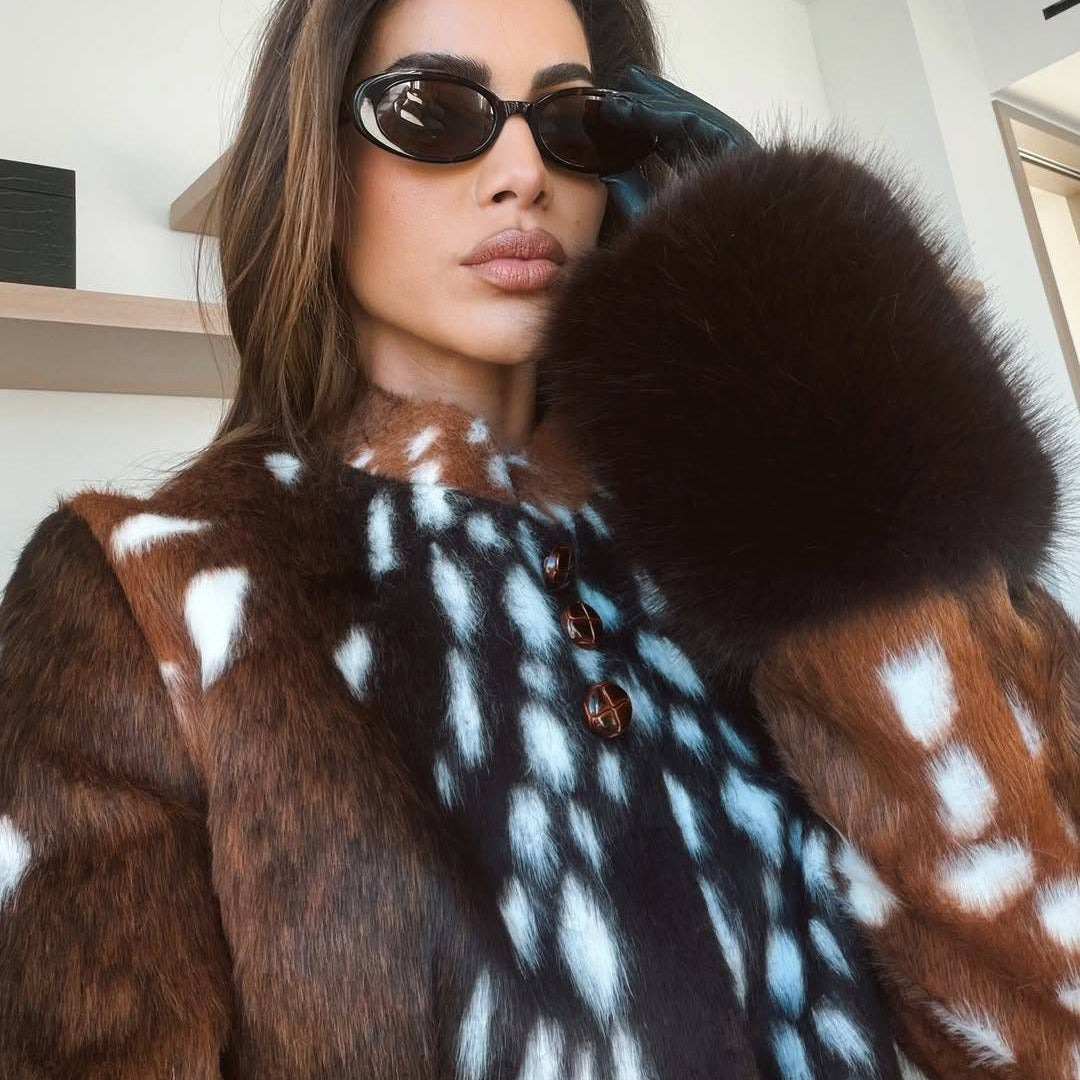 ZEYA - Anne Contrast Cuff Faux Fur Jacket