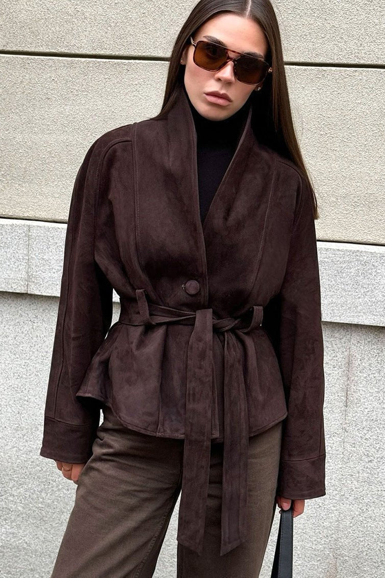 ZEYA - Annie Belted Suede Trench Coat