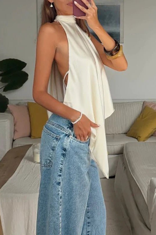 ZEYA - Ava Backless Halter Silk Top