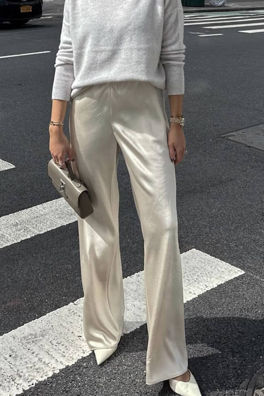 ZEYA - Carlene High Waist Satin Wide Leg Trousers