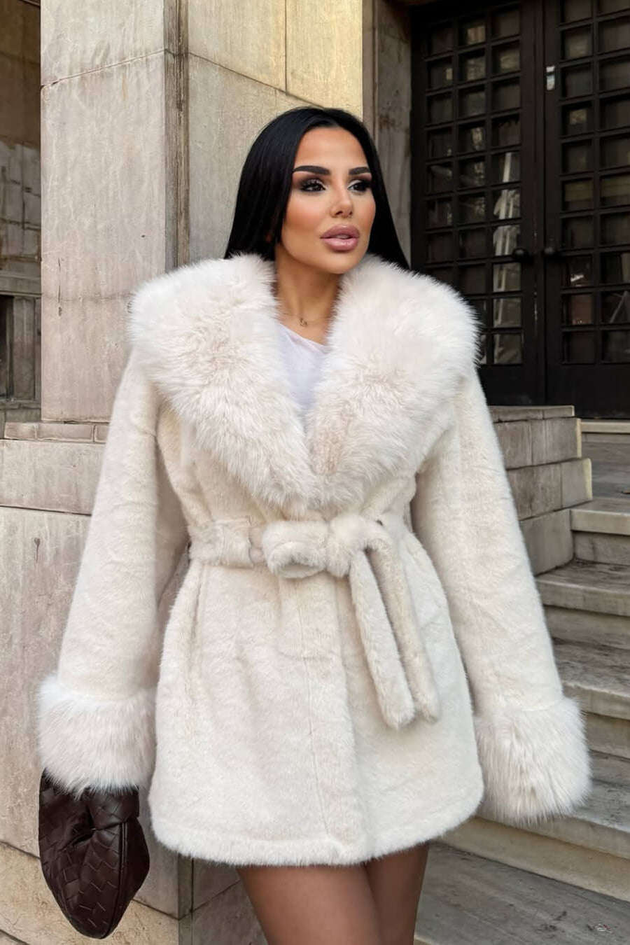 ZEYA - Carmina Faux Fur Trim Coat