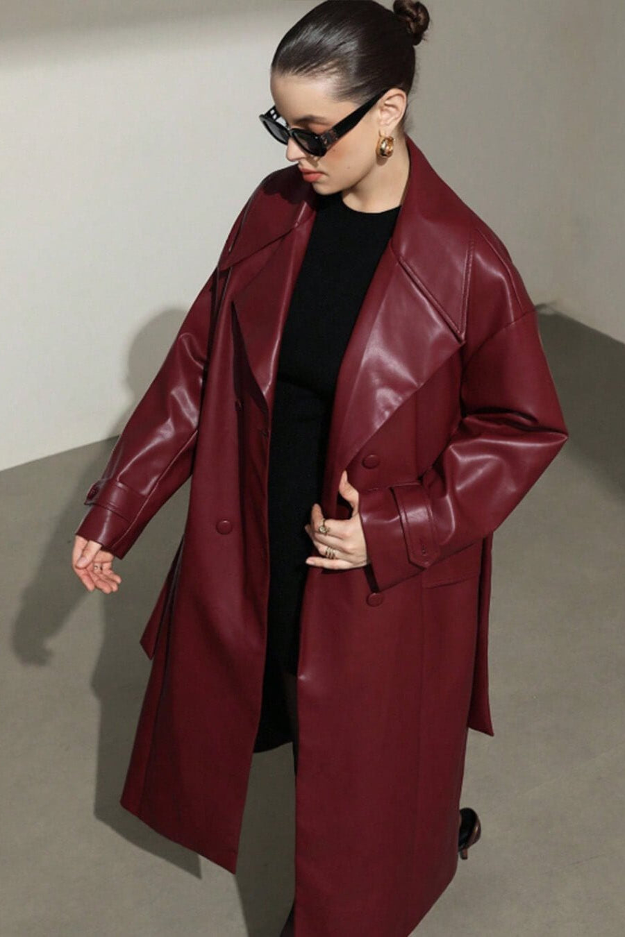 ZEYA - Connie Faux Leather Maxi Trench Coat