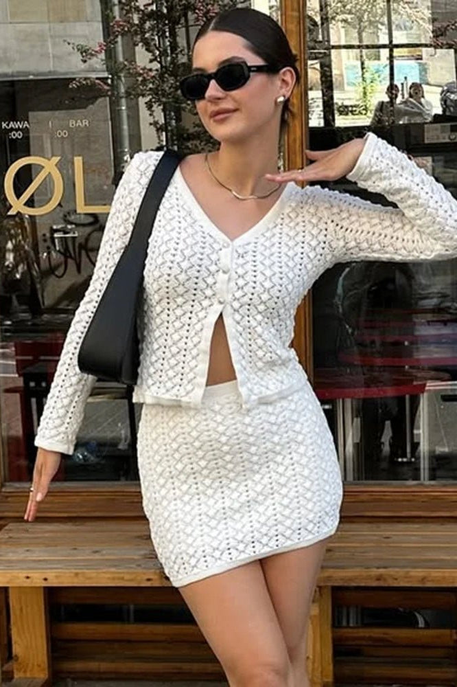 ZEYA - Cordelia Knitted Cardigan Skirt Set