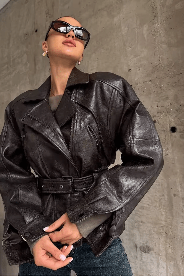 ZEYA - Courtney Belted Leather Jacket