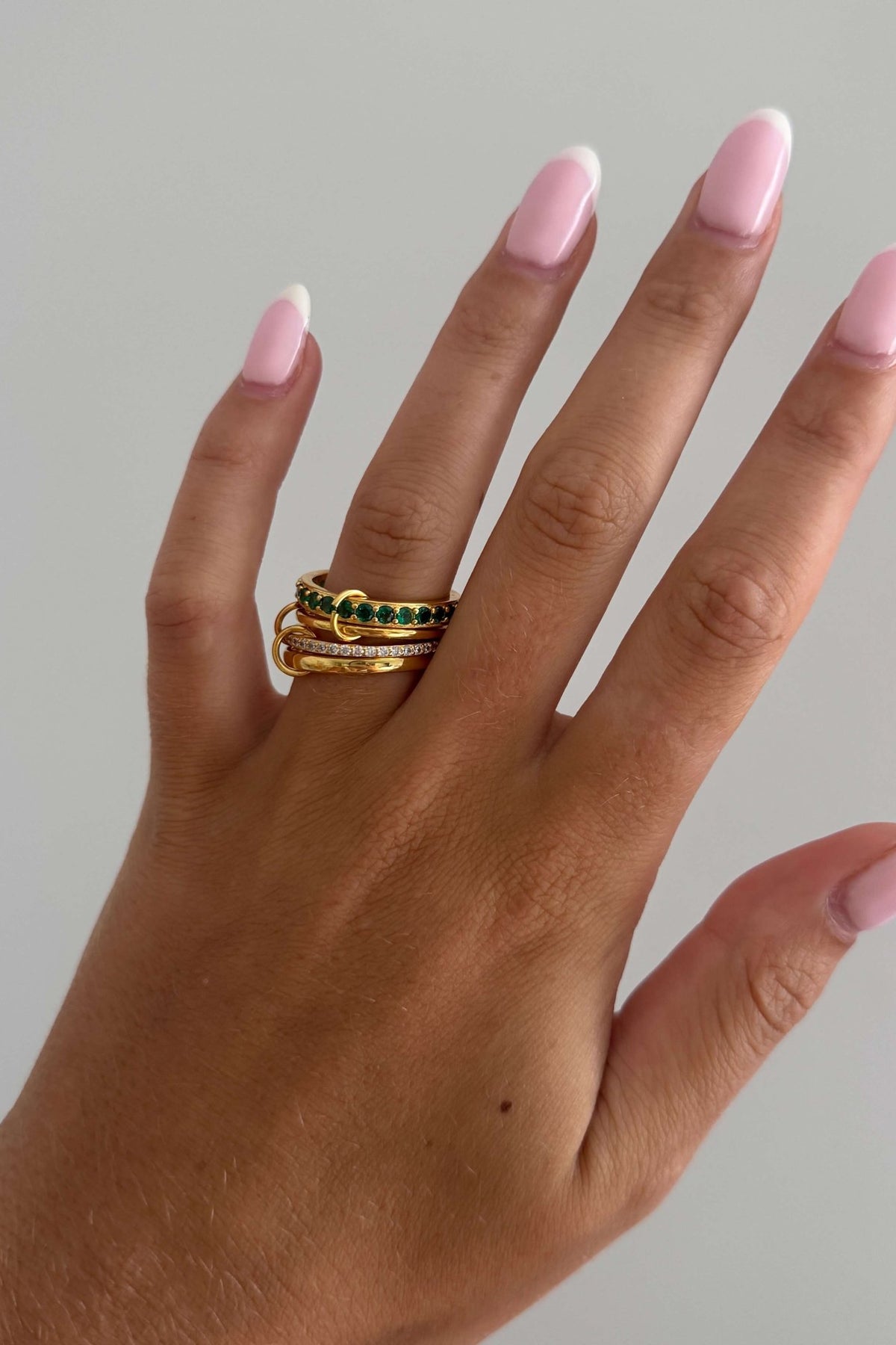 ZEYA - Dana Emerald Rhinestone Stacked Ring