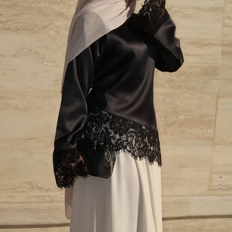 ZEYA - Danica Lace Satin Long Sleeve Top