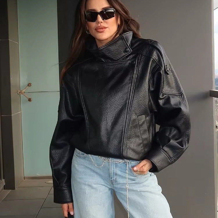 ZEYA - Dina Asymmetrical Leather Jacket