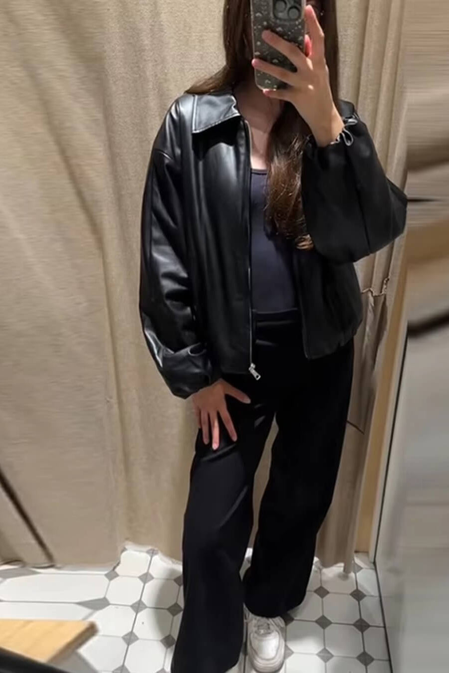 ZEYA - Elisabeta Zip Up Faux Leather Jacket