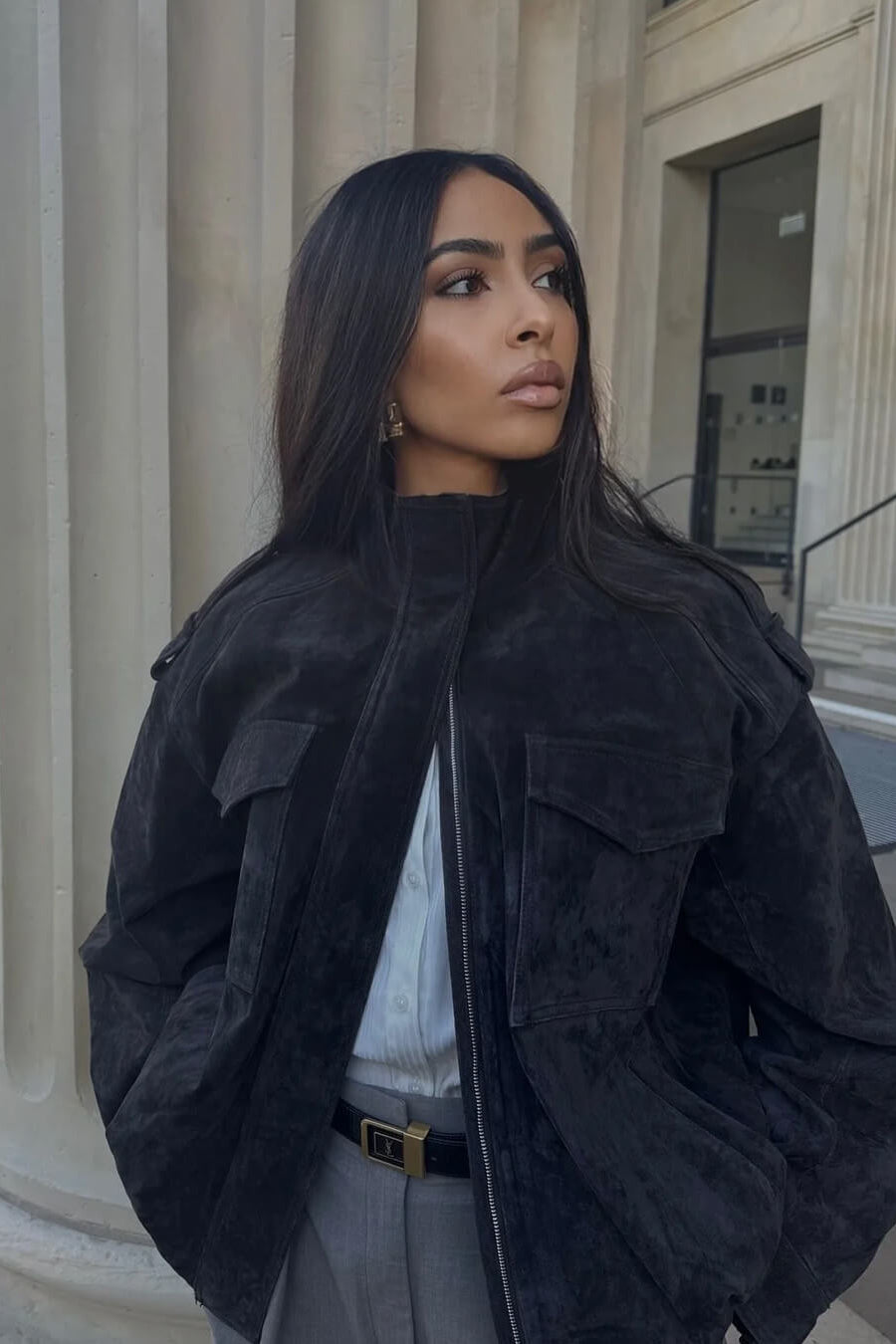 ZEYA - Elisse Suede Bomber Jacket