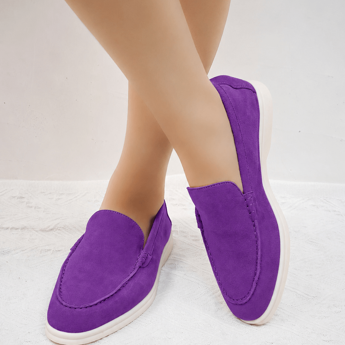ZEYA - Elvira Suede Flat Moccasin Loafers