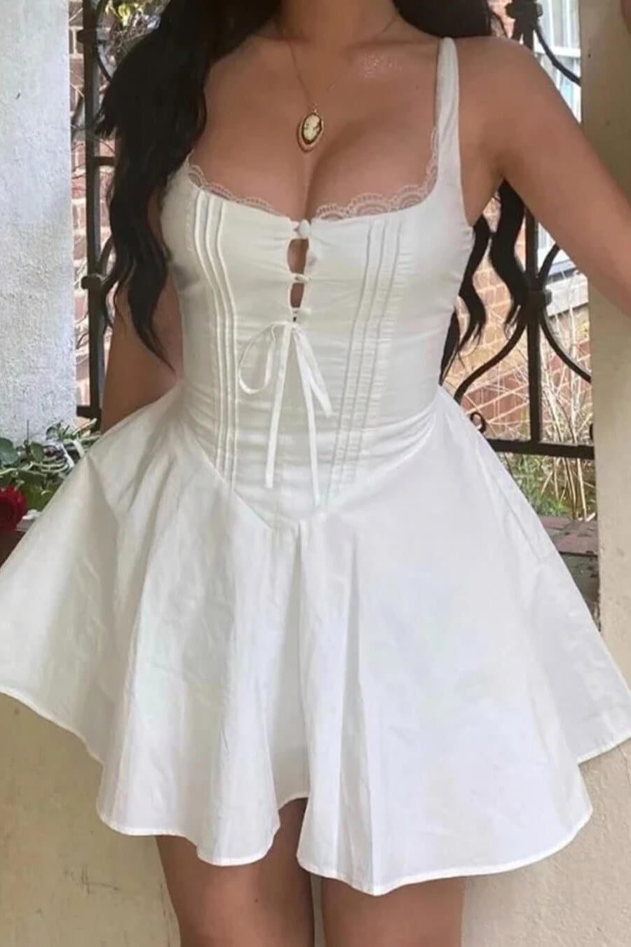 ZEYA - Evelyn Lace-Up Back Mini Dress