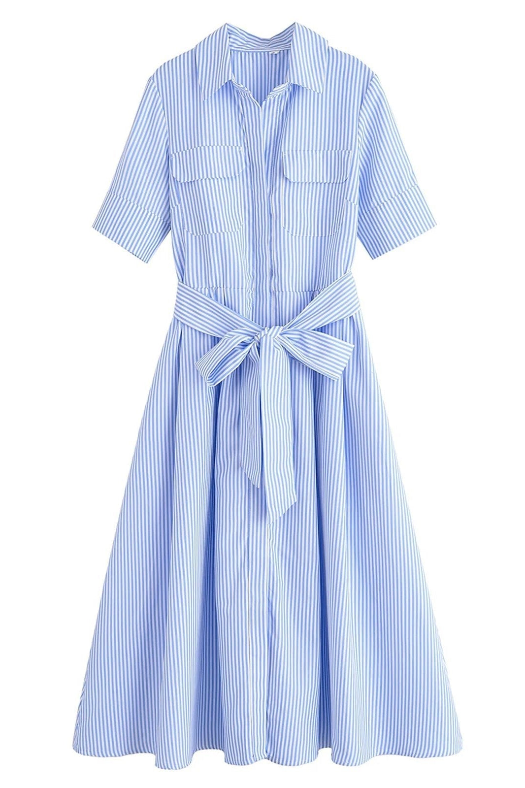 ZEYA - Evita Belted Shirt Midi Dress