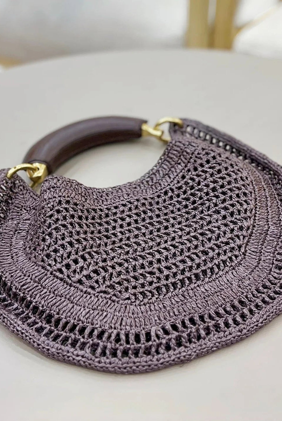 ZEYA - Geneva Crescent Woven Leather Bag