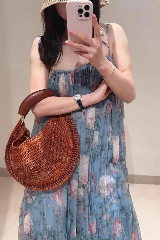 ZEYA - Geneva Crescent Woven Leather Bag