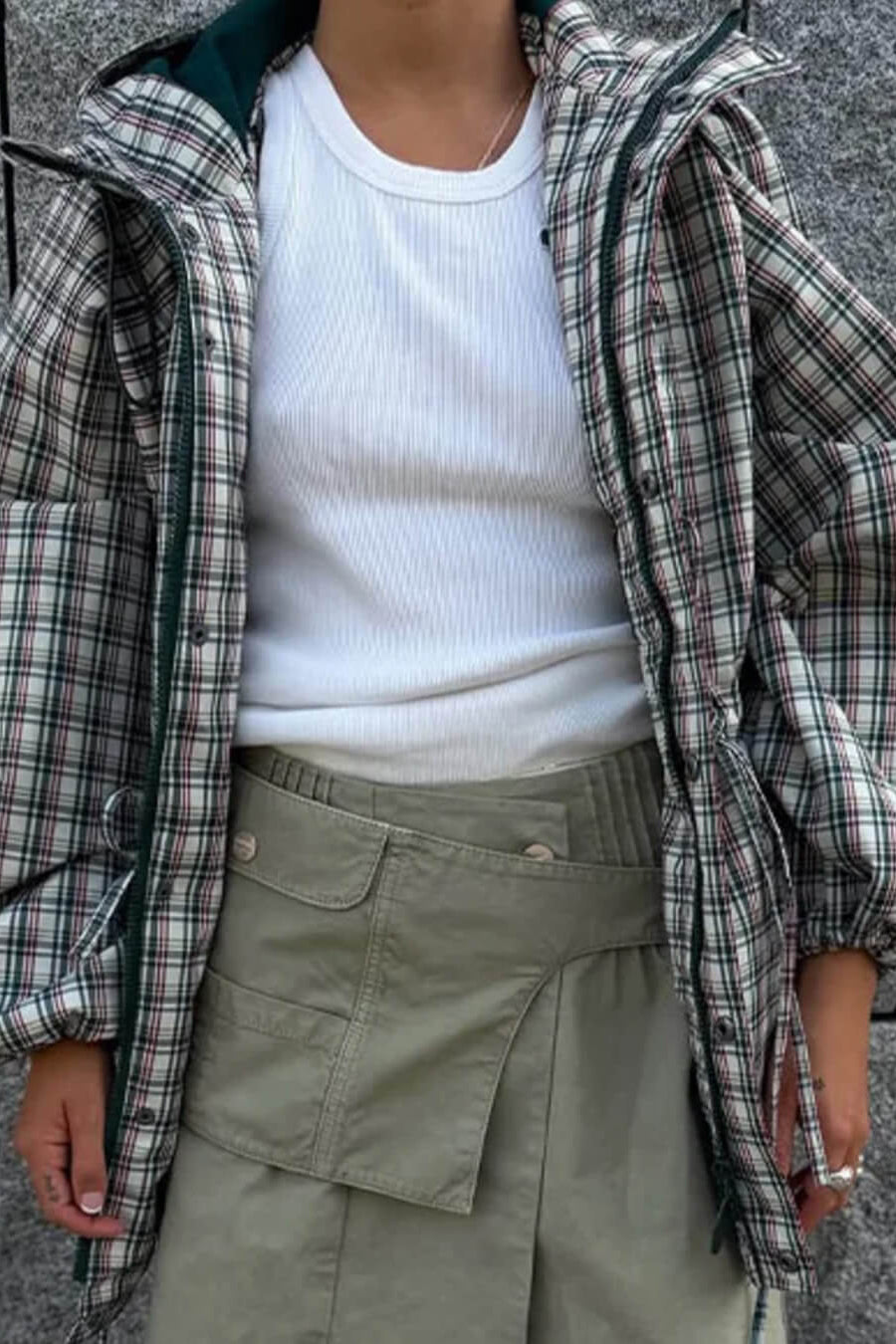ZEYA - Gina Retro Plaid Hooded Jacket