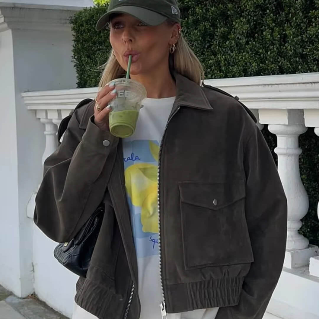 ZEYA - Ginny Suede Pilot Bomber Jacket