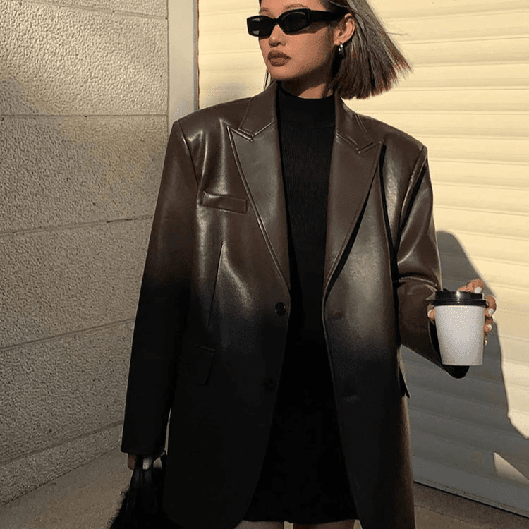 ZEYA - Glaiza Oversized Vegan Leather Blazer