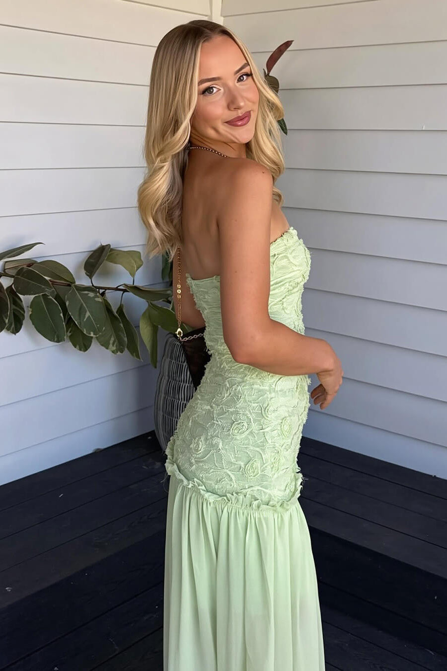 ZEYA - Goldie Strapless Floral Lace Maxi Dress