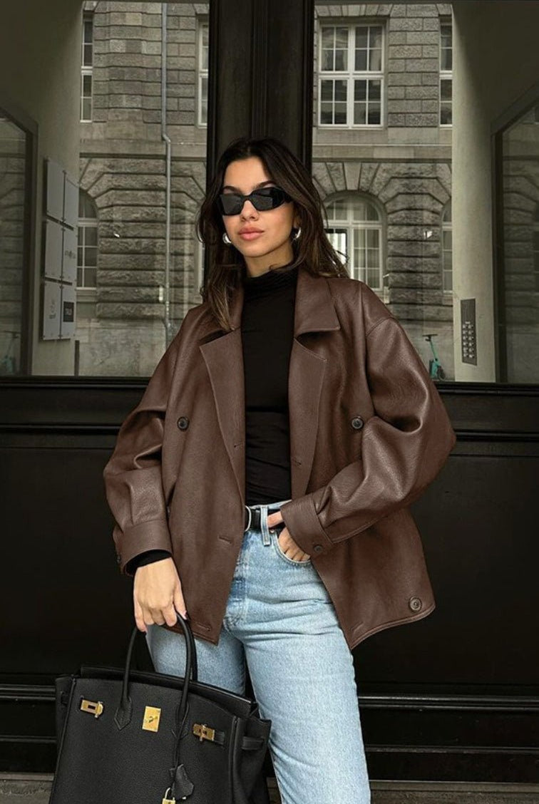 ZEYA - Helen Vintage Faux Leather Coat