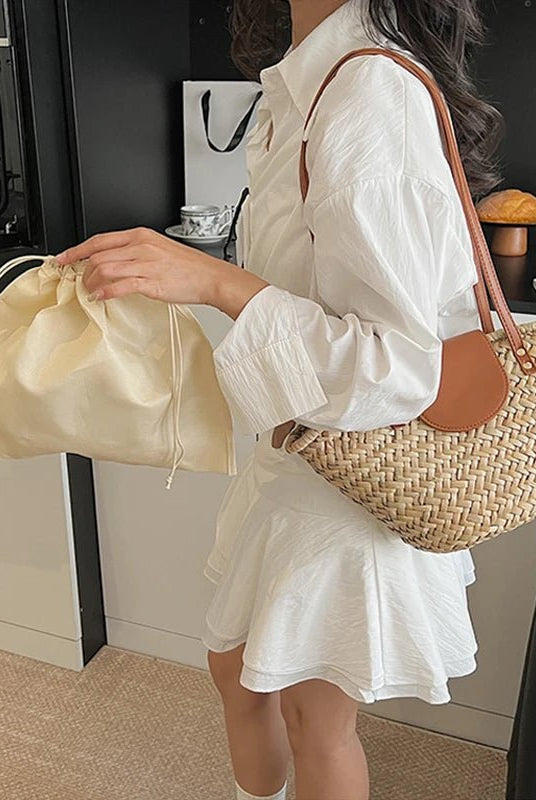 ZEYA - Ingela Woven Rattan Shoulder Bag