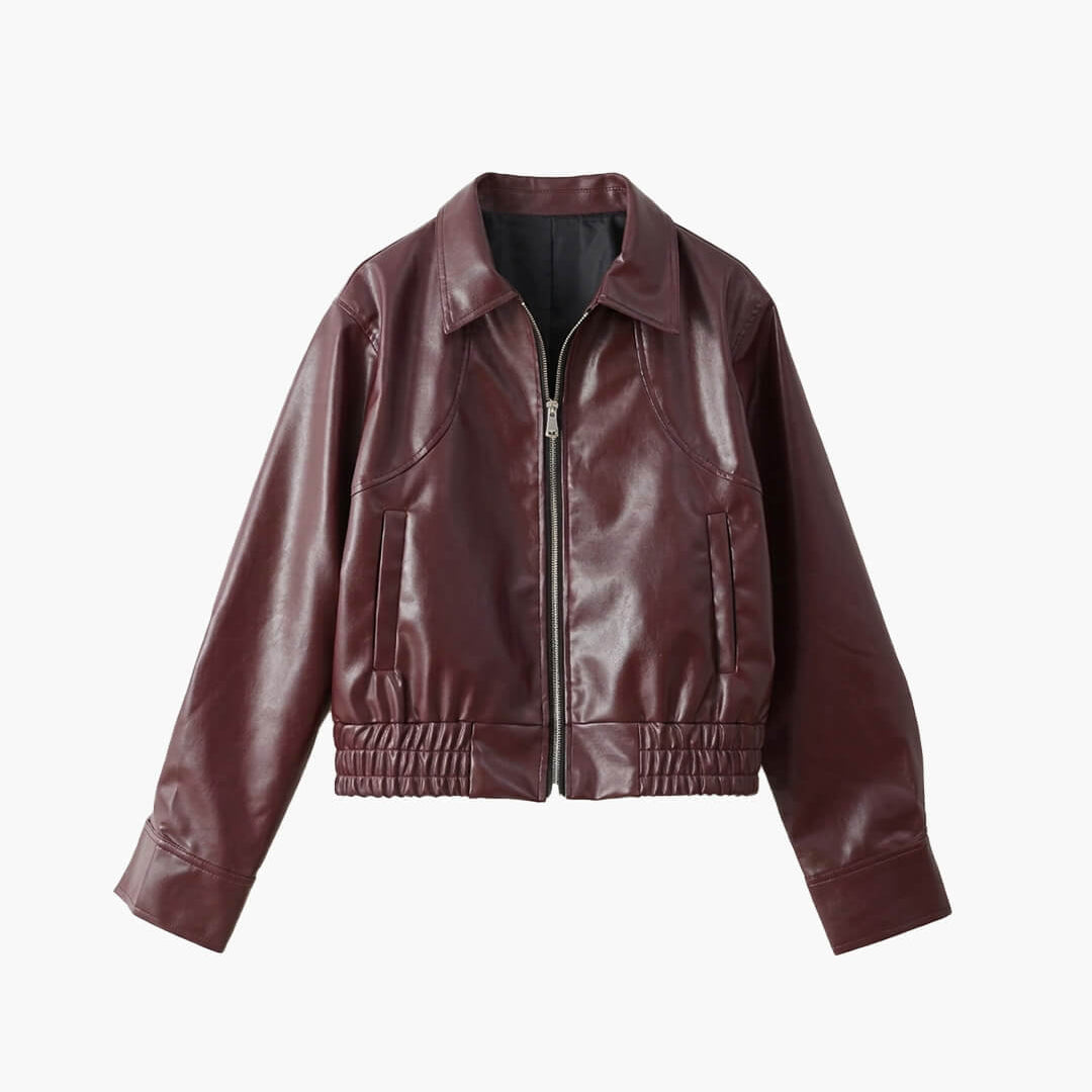 ZEYA - Jade Faux Leather Lapel Jacket
