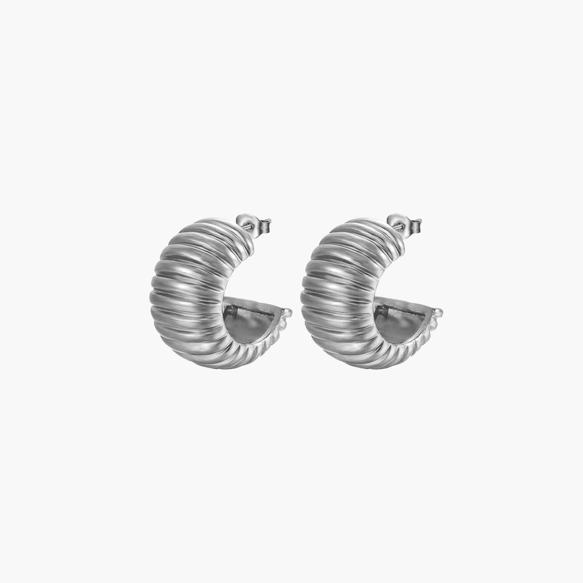 ZEYA - Jaime Hoop Earrings - Chunky C Shape Design, Waterproof Stainless Steel