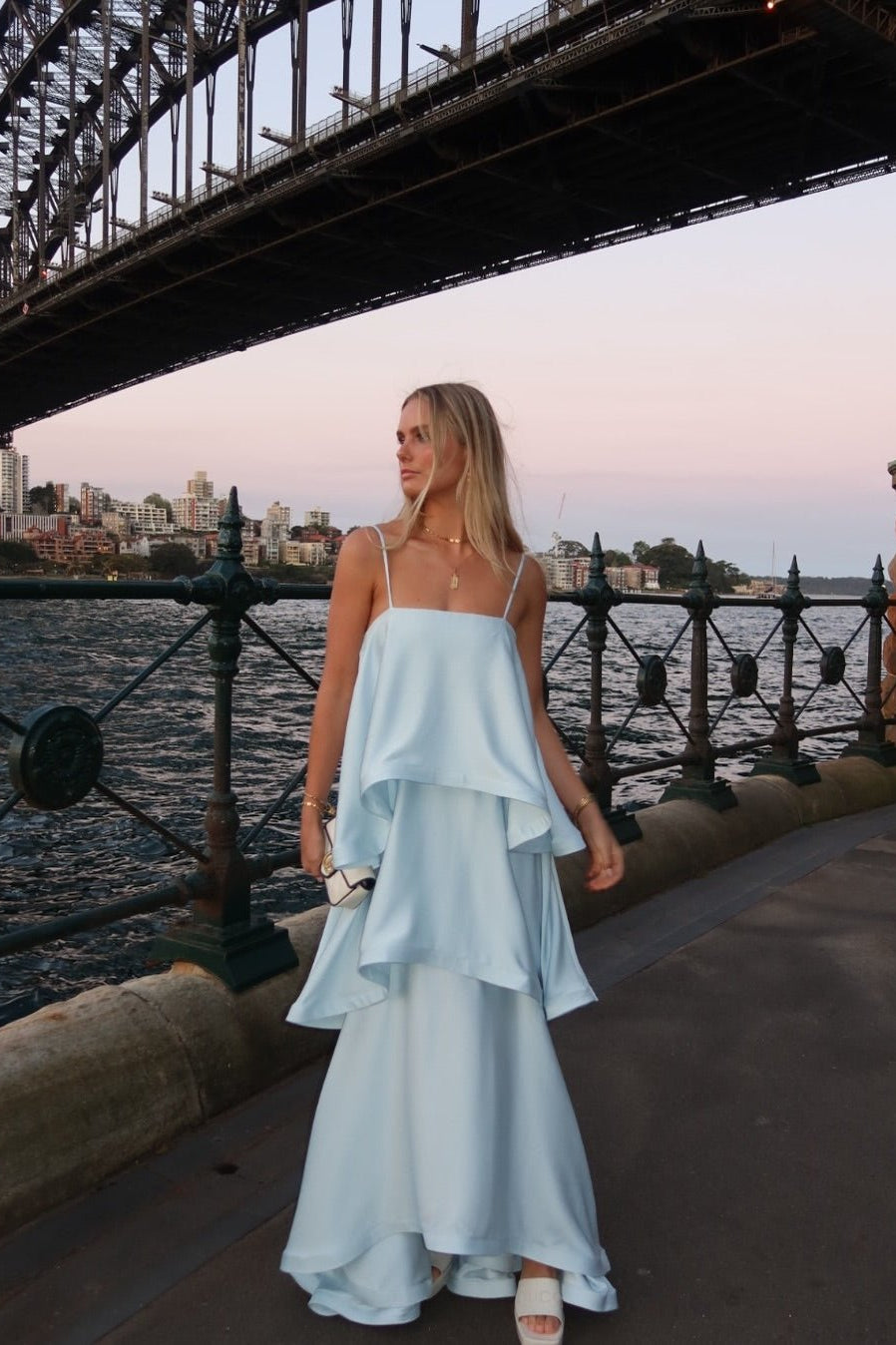 ZEYA - Jamila Tiered Ruffle Satin Maxi Dress