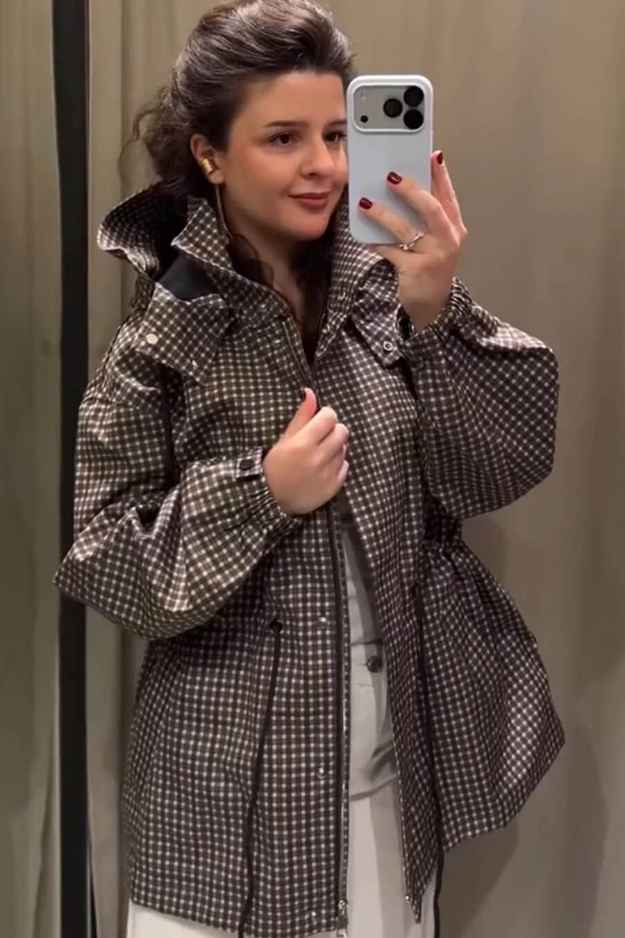 ZEYA - Jenny Plaid Hooded Windbreaker Jacket