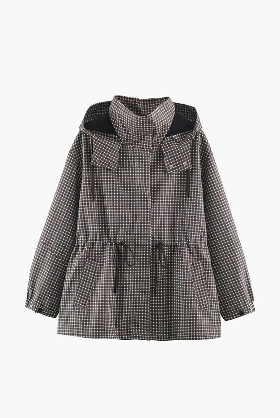 ZEYA - Jenny Plaid Hooded Windbreaker Jacket