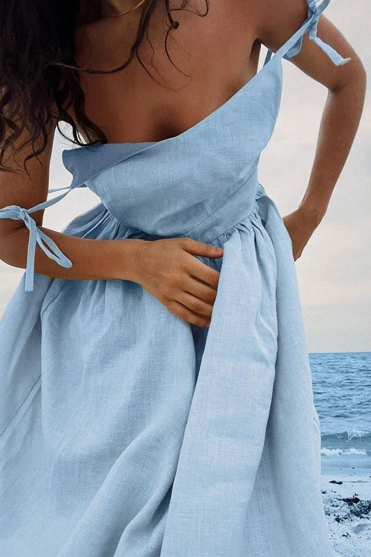 ZEYA - Joanna Backless Tie-Strap Midi Dress