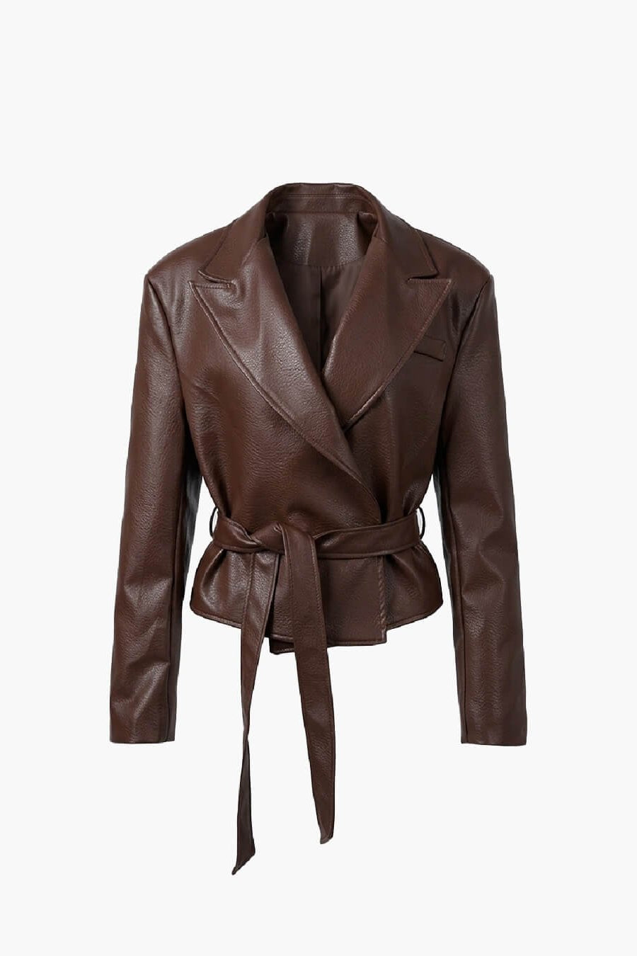 ZEYA - Kate Lace-Up Faux Leather Blazer Jacket