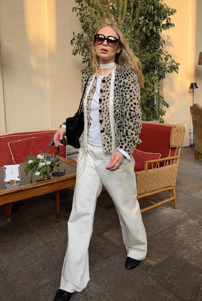 ZEYA - Katie Leopard Faux Fur Cropped Jacket