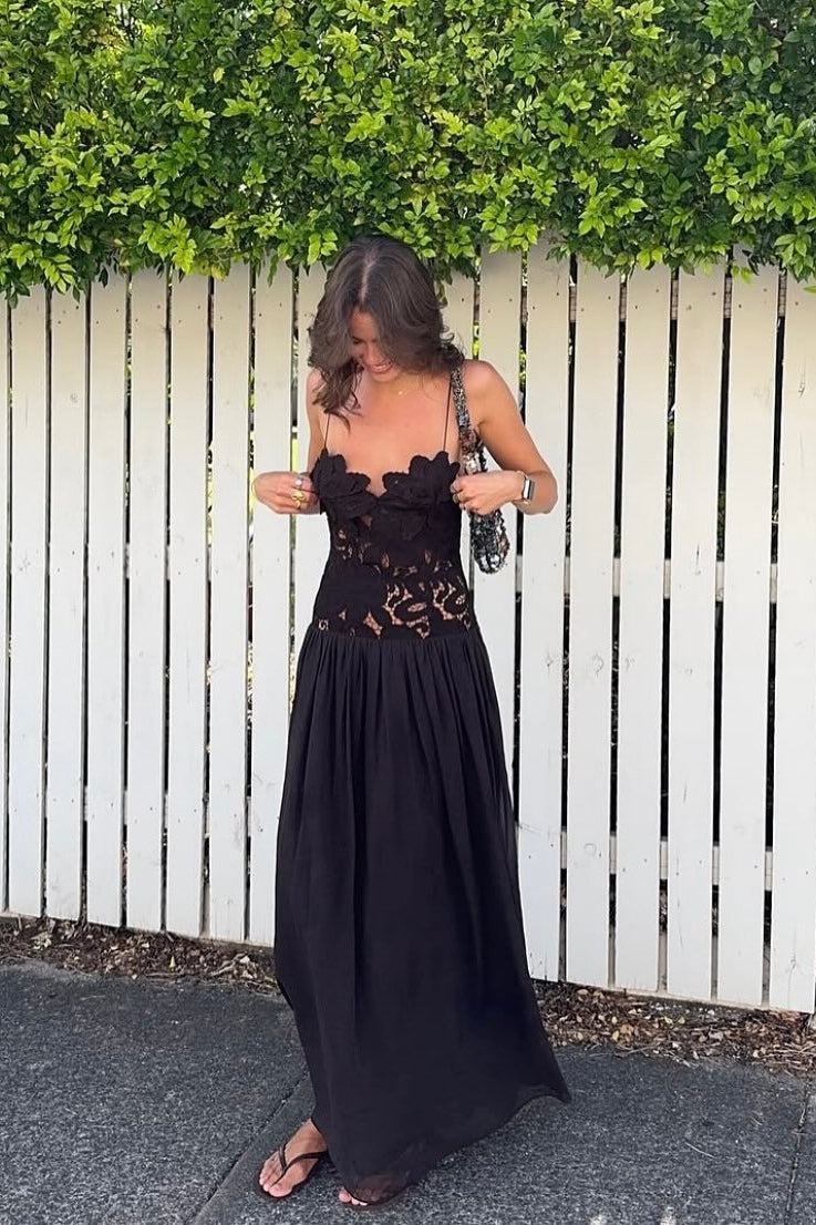ZEYA - Kelli Lace Mesh Halter Evening Dress