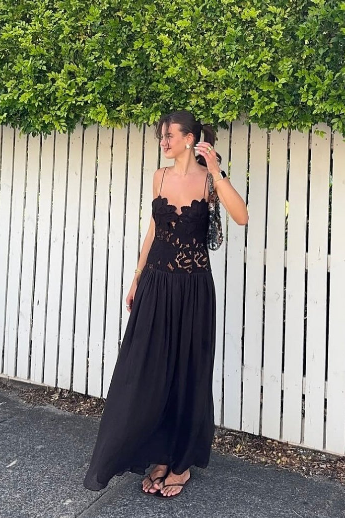 ZEYA - Kelli Lace Mesh Halter Evening Dress