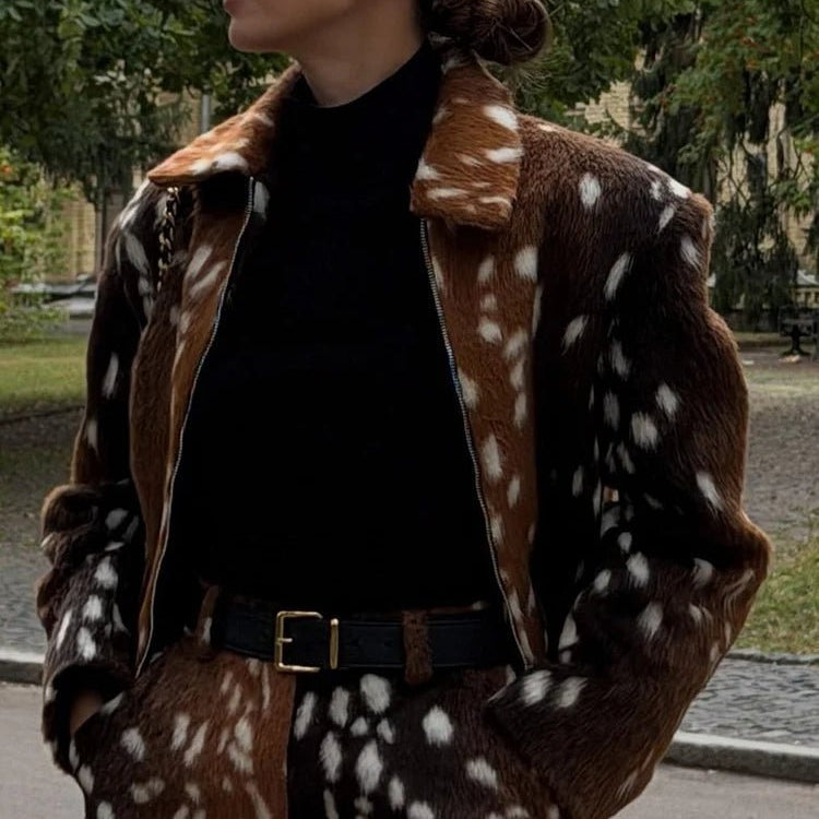 ZEYA - Lena Bambi Faux Fur Jacket and Shorts Set