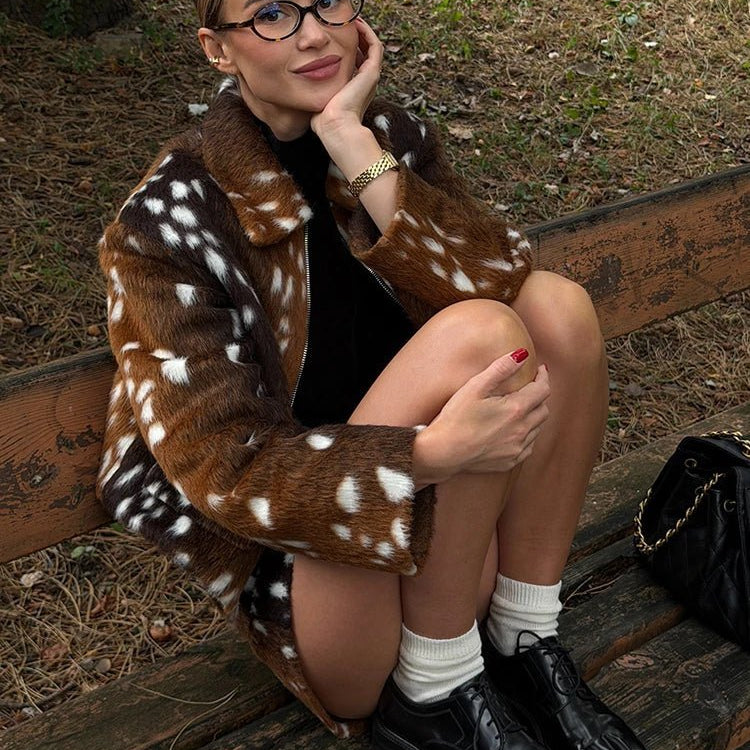 ZEYA - Lena Bambi Faux Fur Jacket and Shorts Set