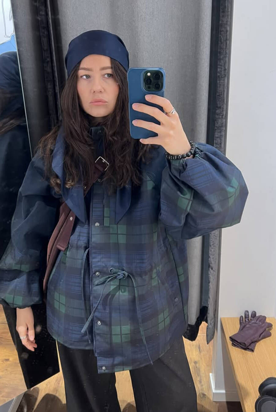 ZEYA - Linda Oversized Plaid Lace-Up Jacket