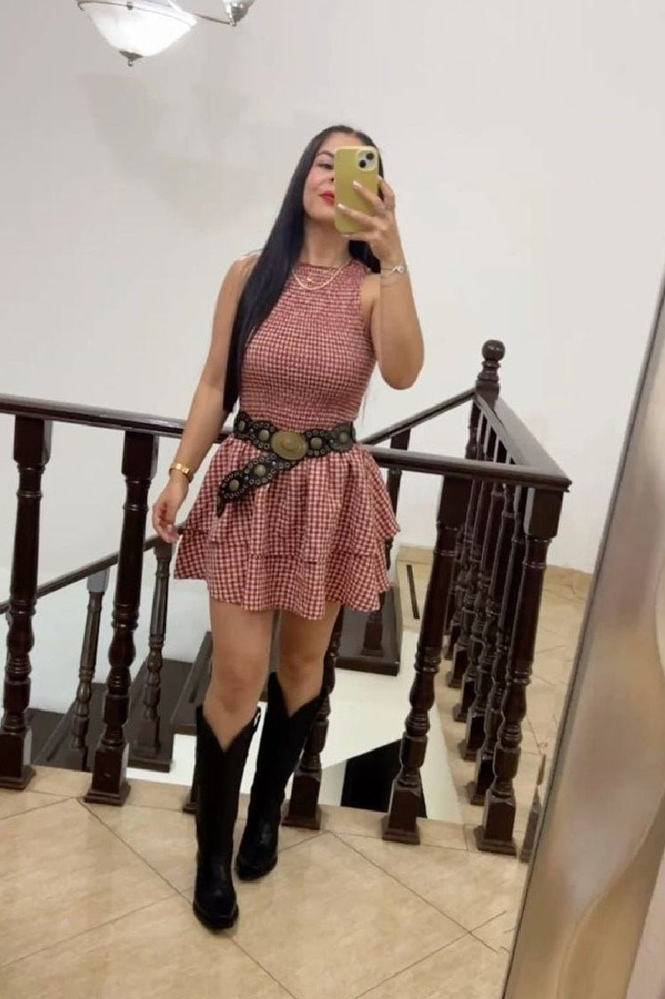 ZEYA - Linda Plaid Smocked Mini Dress
