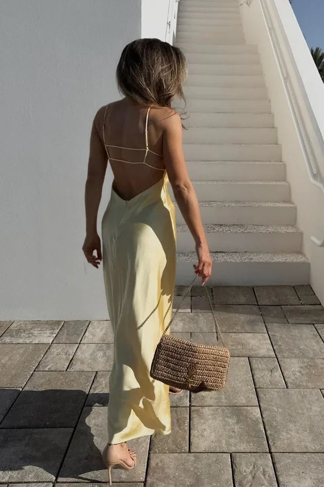 ZEYA - Liora Satin Backless Maxi Dress