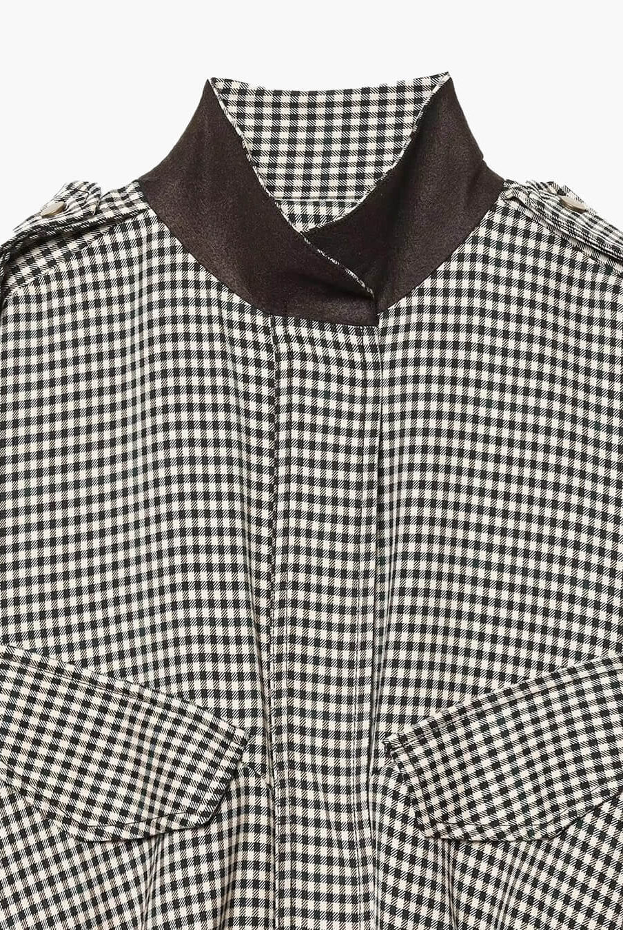 ZEYA - Lisa High Neck Checked Bomber Jacket