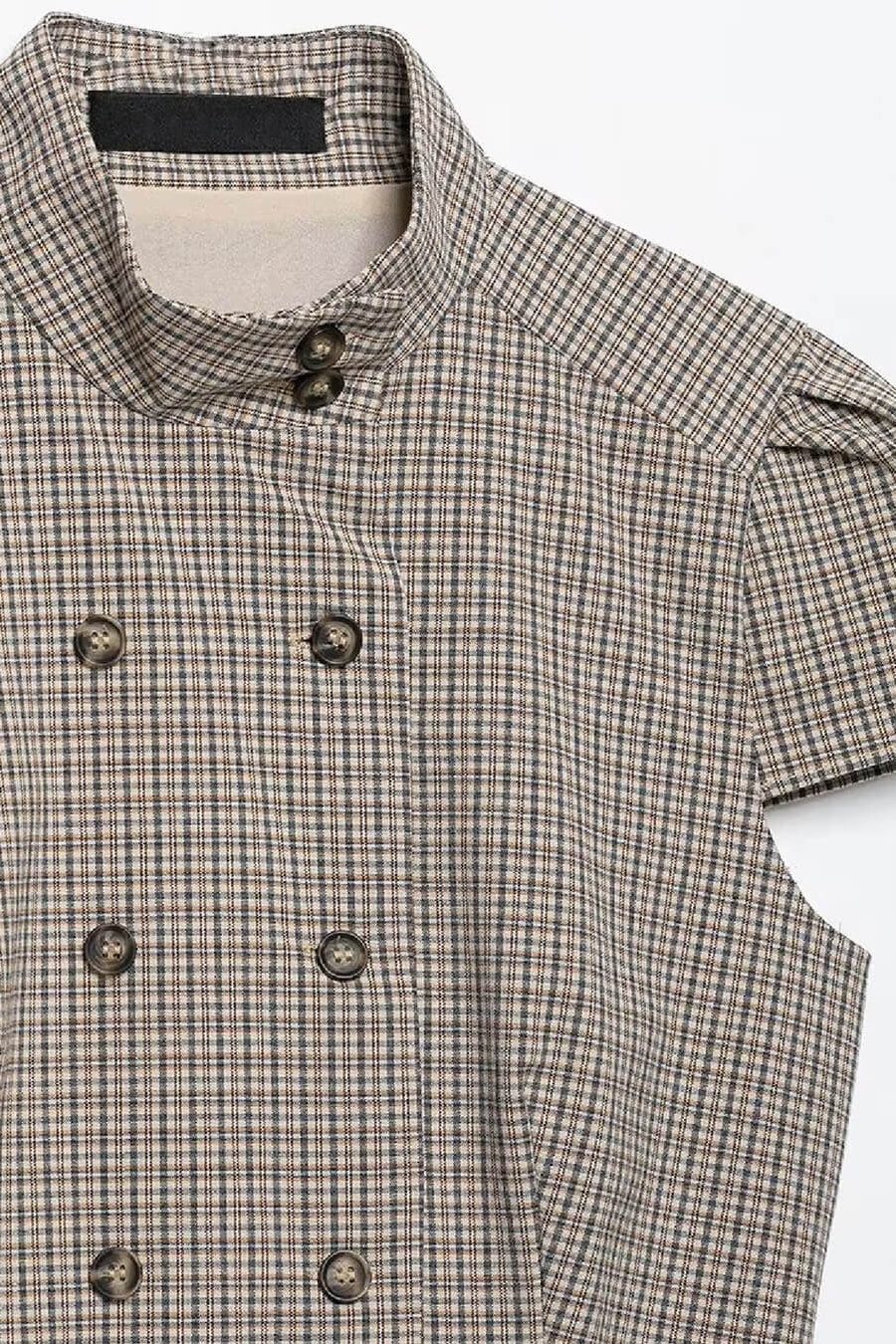 ZEYA - Lola Plaid High Neck Fitted Blouse