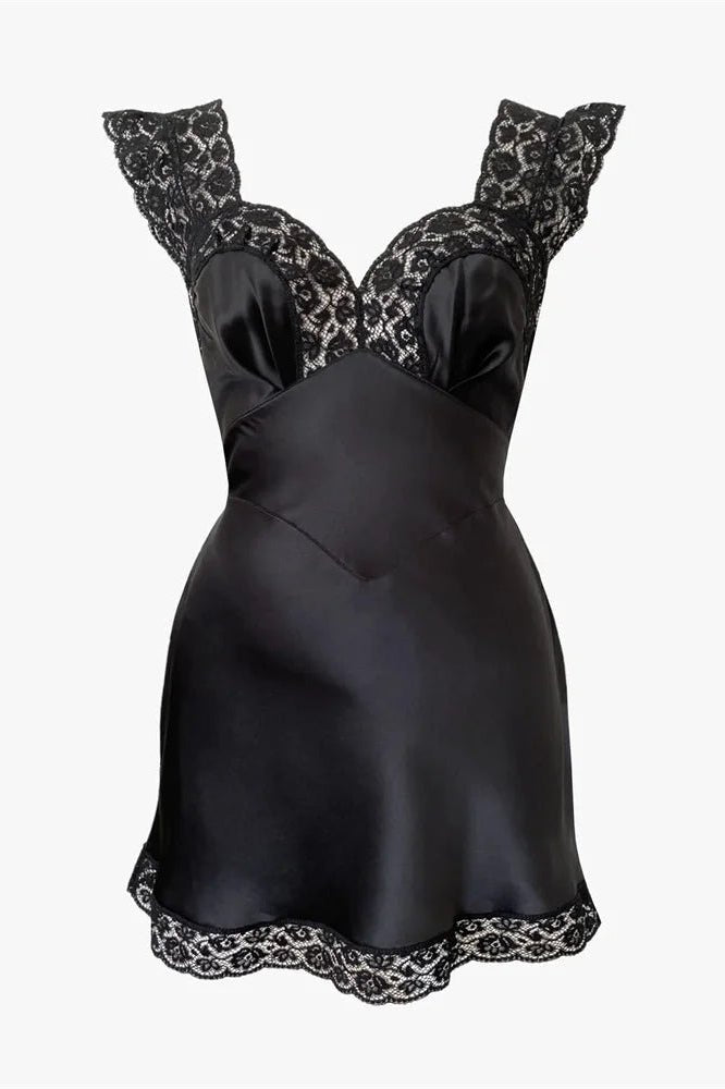 ZEYA - Lyra Satin Mini Dress with Lace Detail
