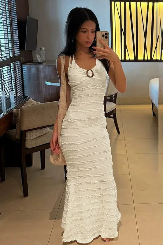ZEYA - Margot Ruffle Halter Maxi Dress