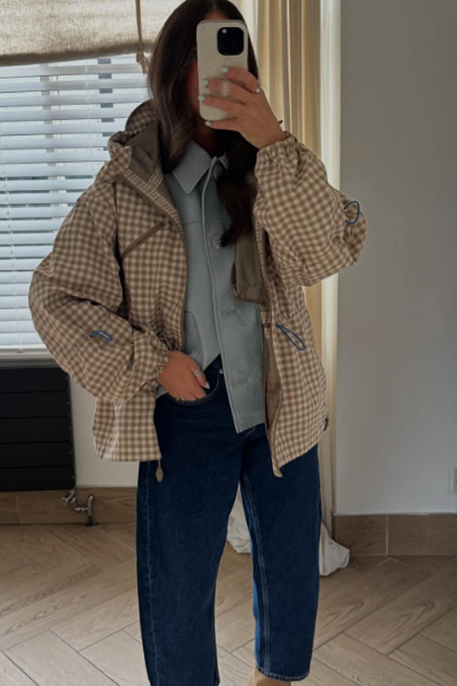 ZEYA - Miriam Plaid Hooded Trench Jacket