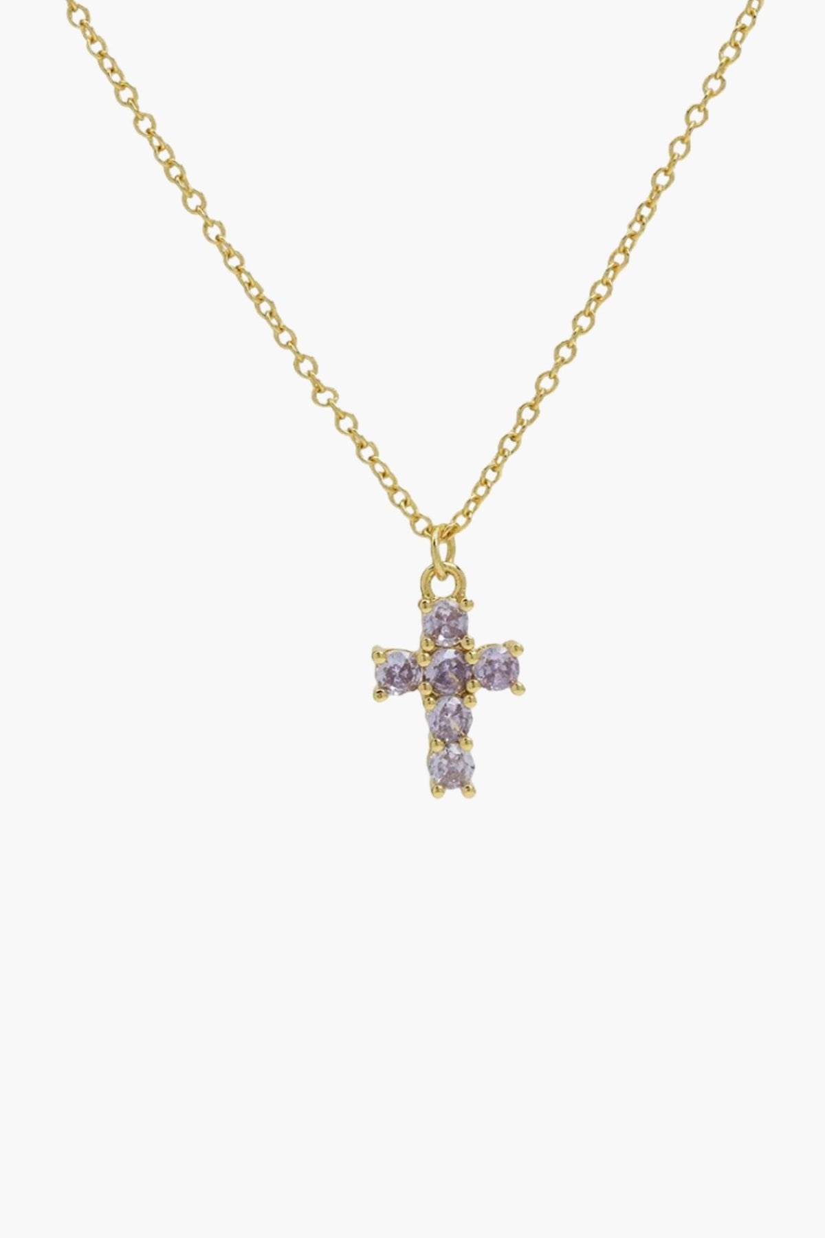 ZEYA - Miya Birthstone Necklace - Elegant Cross Pendant with Zircon for Women